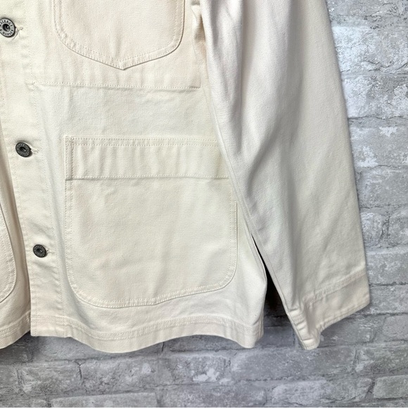 J. Crew Wallace & Barnes Duck Canvas Utility Chore Jacket Size Large Off White - Picture 5 of 15